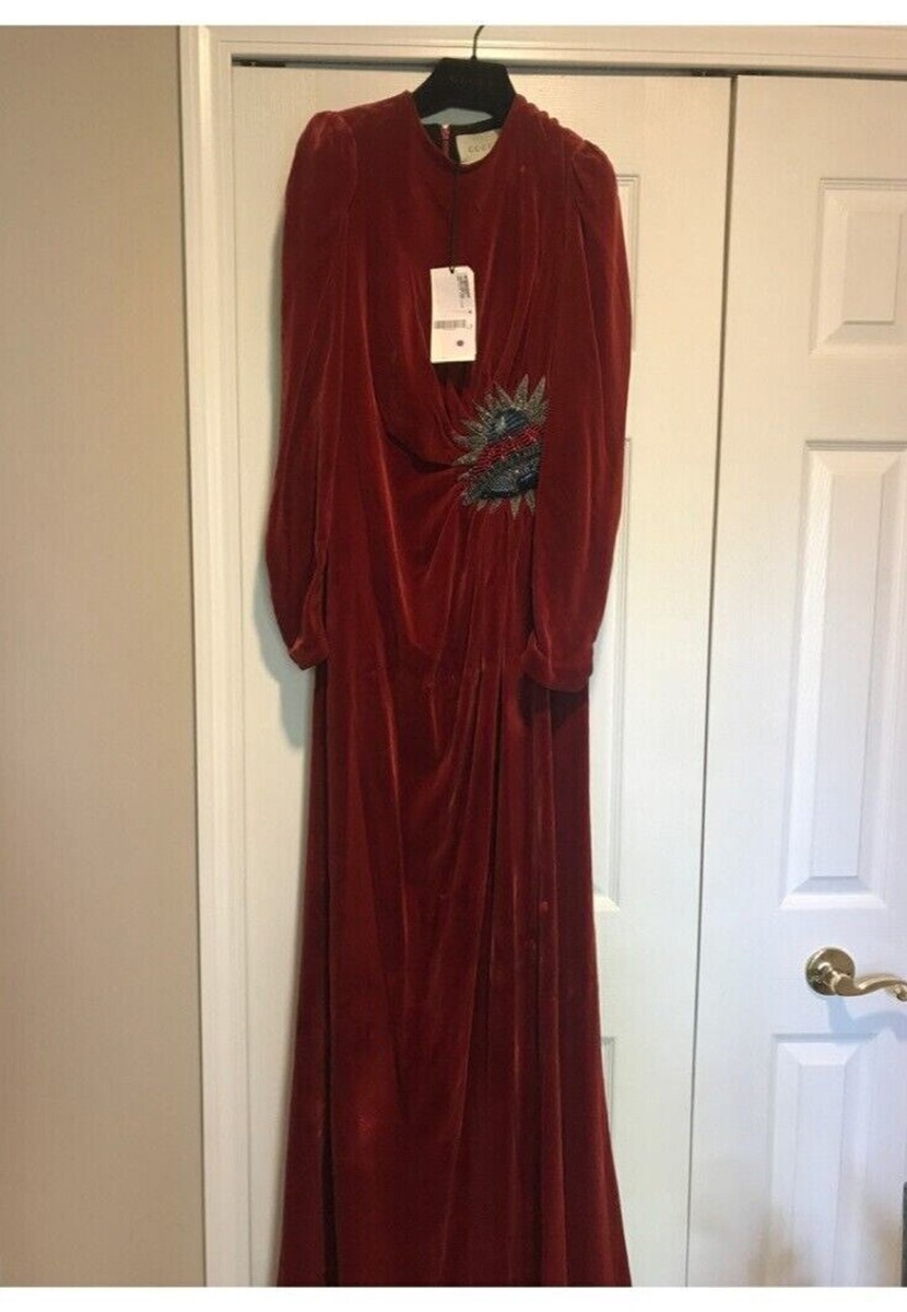 gucci red velvet dress Velvet maxi dress