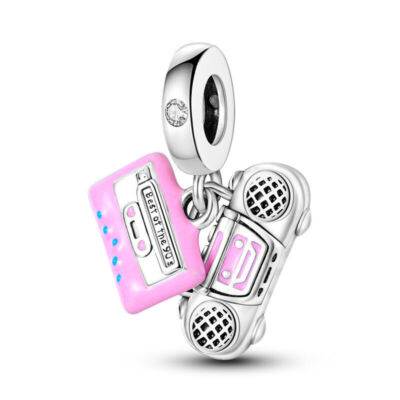 90er Jahre Mixband Musik Stereo Ghettoblaster Charm Sterlingsilber 925 Perlen Geschenk