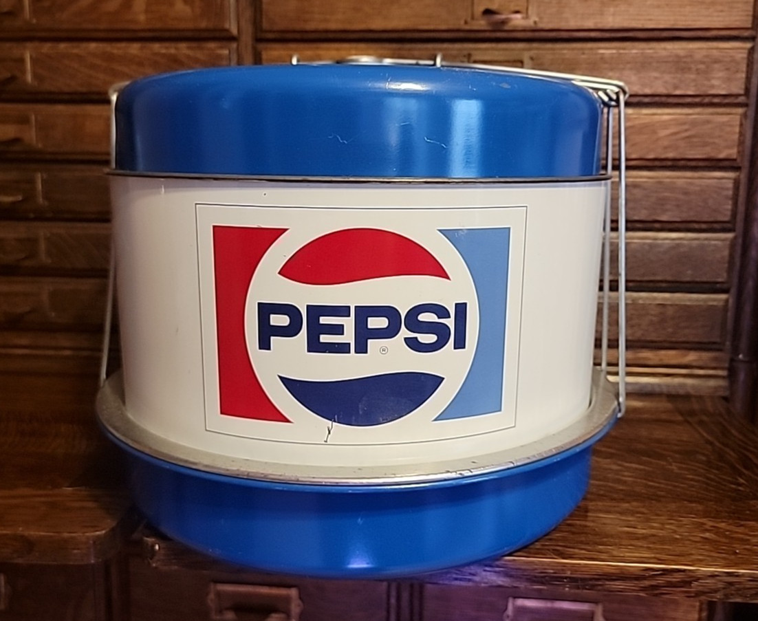 PEPSI COLA JL CLARK TRIPLE DECKER METAL FOOD CAKE PIE CARRIER PICNIC REUNION MCM
