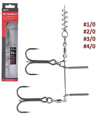 BKK TRIGGER-21 STINGER RIG SS Raubfisch Stinger Rig 2 Drilling Spikes #1/0 -#4/0