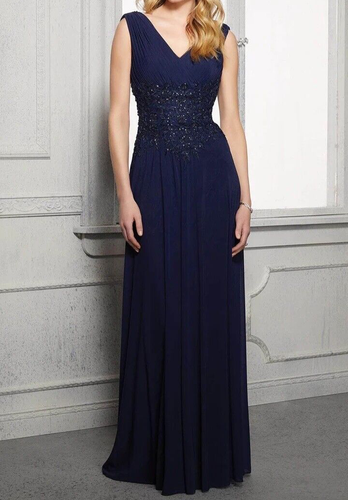 MGNY Madeline Gardner for NY by Mori Lee Dress 72414 Navy Sz. 16 (Sample) - Picture 4 of 9