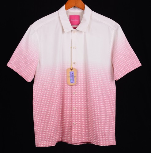 NWT Tommy Bahama Island Modern Fit Pomodoro Gradient SILK COTTON Shirt M NEW - 第 1/10 張圖片