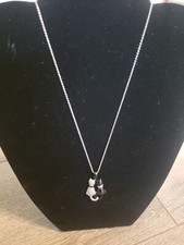 Silver Tone And Black Double Cats Couple Love Pendant 18" Chain Necklace