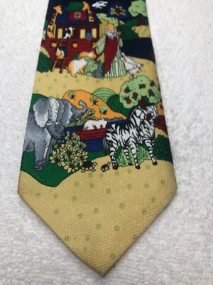 A ROGERS MENS TIE NAVY BLUE WITH NOAHS ARC 4 X 60