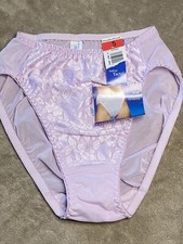 Vintage Maidenform Floral Lace Mesh Hi-Cut Lavender Bikini Panties NWT Size 5