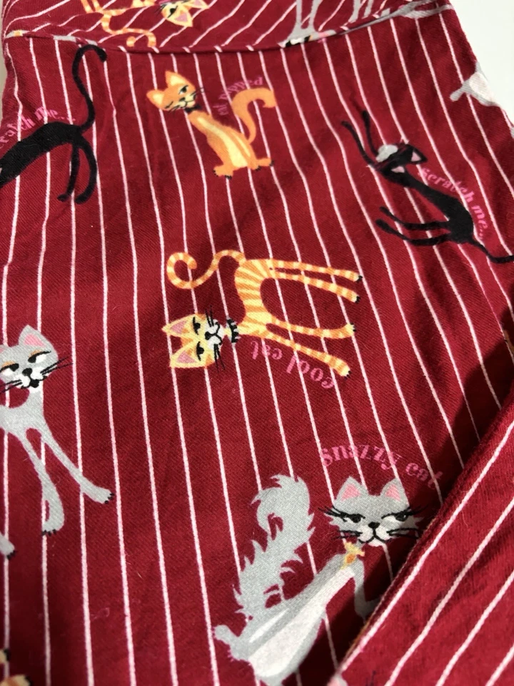 Mujer Crazy Cat Dama Salón Pijama Pantalones Talla 1XL 100% Algodón Rojo Gatos Foto 2 de 4