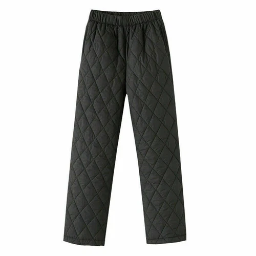Women Thick Pants Padded Quilted Thermal Trousers Elastic Waist Sweatpants Grey - Bild 4 von 32
