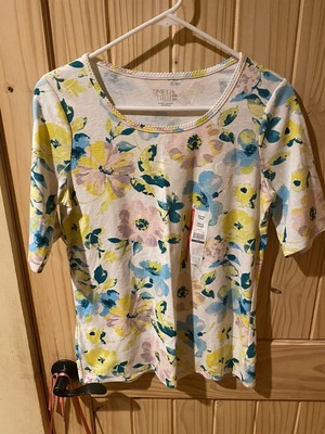 Time And Tru Floral Scoop Neck Shirt Size Small (4-6)