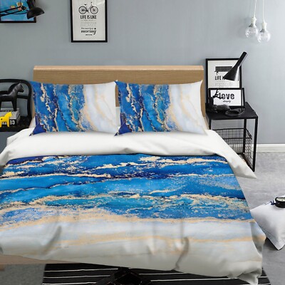 3D Blue White Marble A4 Bed Pillowcases Quilt Duvet Cover Set Queen King Vera 23