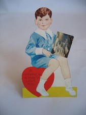 Valentine Carrington Co Valentine's Day Card Little Boy w Real Photo 1920s-30s