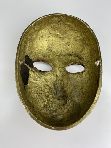 Solid Brass Face Mask Antique vintage Decor Plaque Asian small rare - Picture 5 of 6