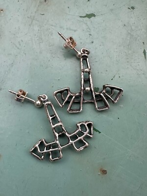 Else & Paul Hughes Sterling earrings Norway Norwegian Estate Vintage 1792
