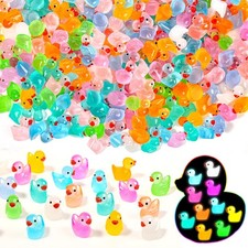 200PCS Mini Ducks Tiny Resin Ducks Glow in The Dark Bulk Miniature Animals Li