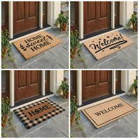 Welcome Doormat Indoor Outdoor Non-Slip Entry Rug Durable Polyester Dirt Trapper