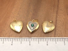 Vintage-Now 3 Piece Costume Heart Shape Locket Lot Filigree Victorian Style #3