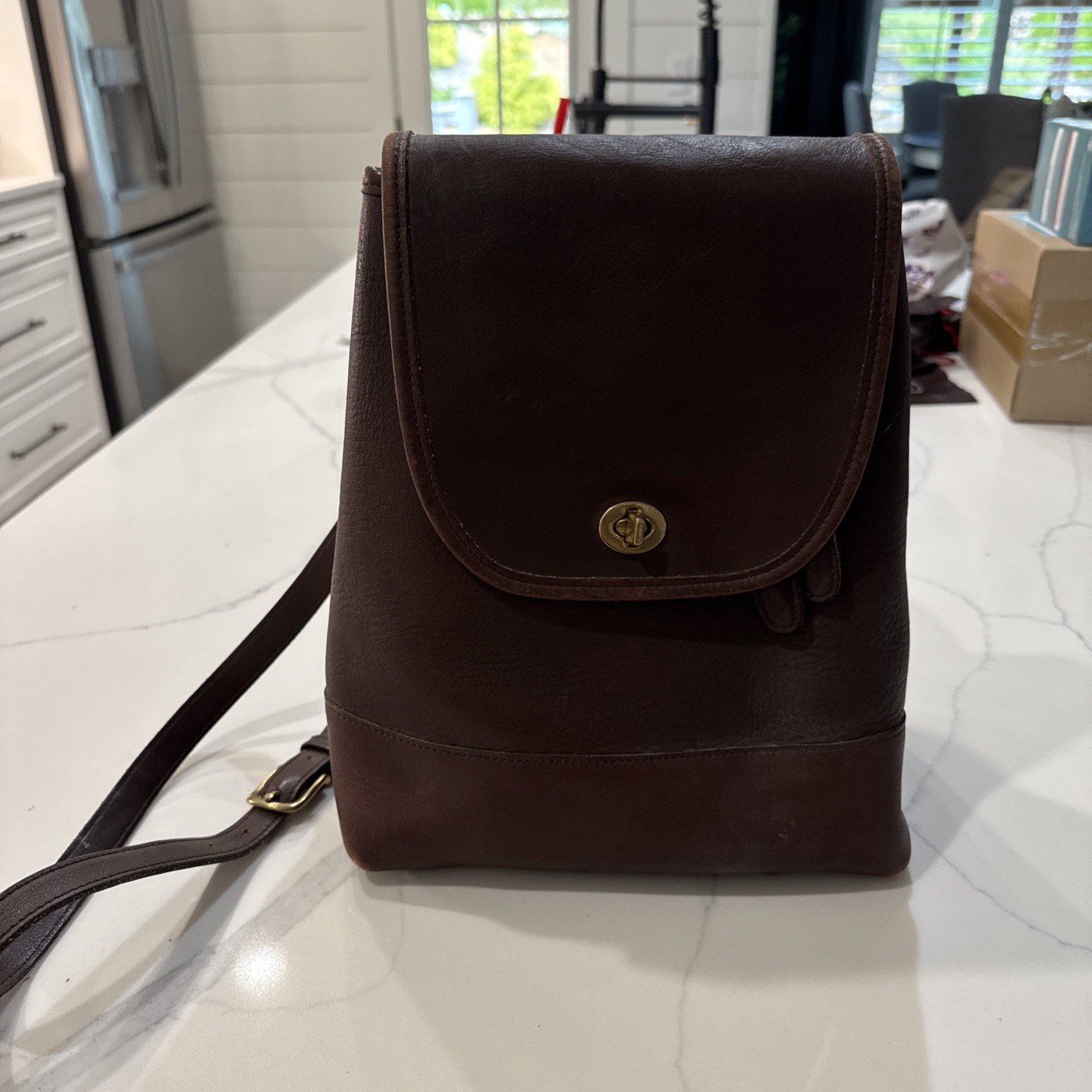 Vintage COACH Backpack Bag/Brown Leather Purse - Gem