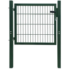 Garden Gate Green Steel Powder-Coated 100x100cm Adjustable 103-105cm Lock & Keys