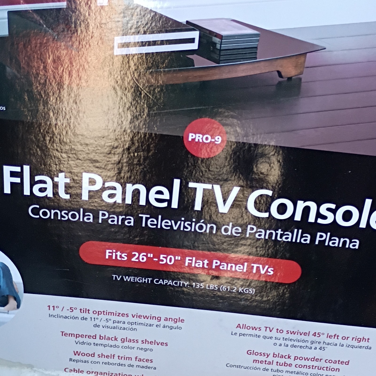 For 26-50 In Tvs, Swivel, Tempered Glass, 135 Lb
