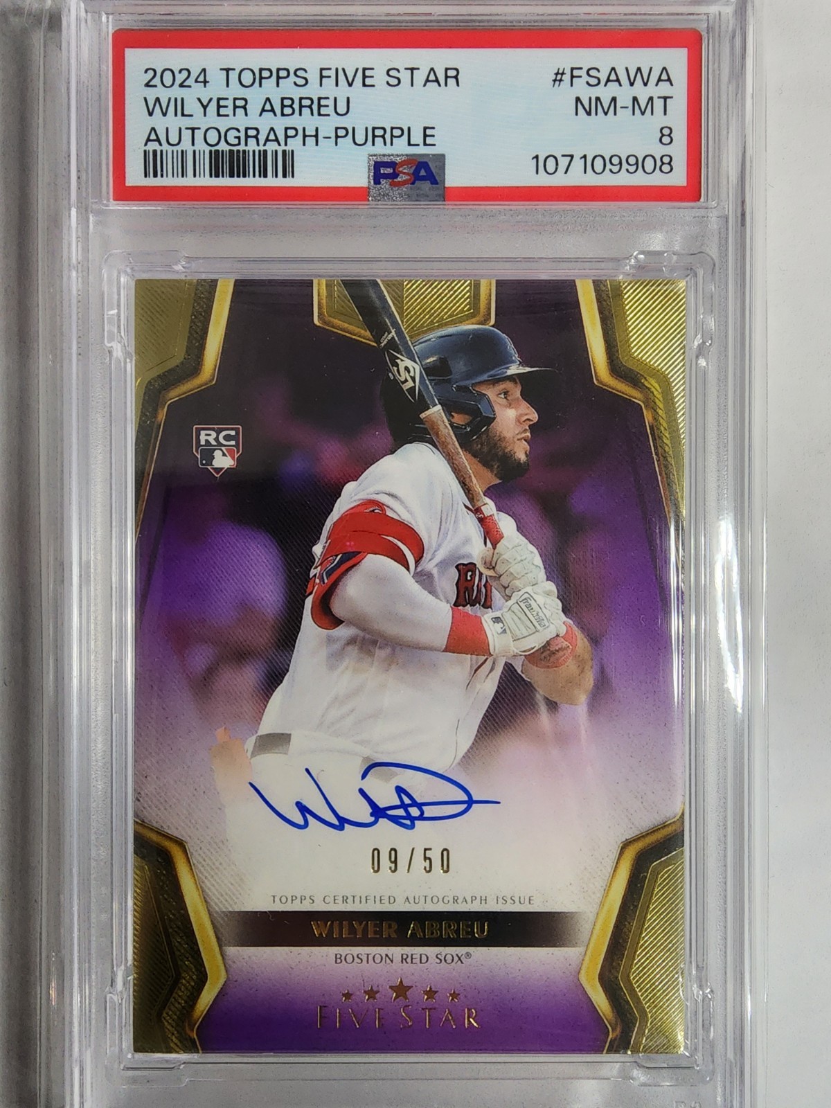 2024 Topps Five Star - Autographs Wilyer Abreu #FSA-WA Purple /50 (AU, RC) PSA 8