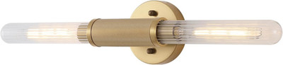 Gold Knurled Wall Sconces 24'' Modern Cylinder 2-Light Bathroom Lighting