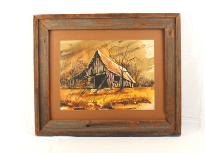 #ad #ad Old Barn Rustic Frame Watercolor Painting Signed Lyle $199.20