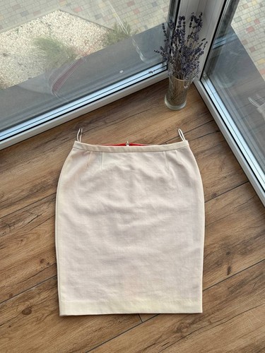 Jean Paul Gaultier, Vintage Jean Paul Gaultier FEMME Wool Blend Cream Pencil Skirt IT 46 US 12 AEFFE