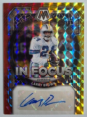 Larry Brown 2023 Panini Mosaic In Focus Auto Choice Fusion Red & Yellow #IF-LB