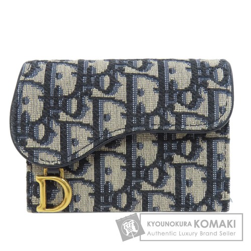 CHRISTIAN DIOR Saddle Trotter Pattern Card Case Canvas Ladies Used