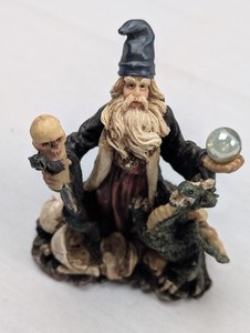 K's Collection Mystic & Magic Blue Wizard Orb and Dragon, Skulls, Eggs (5" tall)