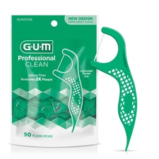 GUM - 893F Professional Clean Flossers Extra Strong Flosser Pick, Fresh Mint, 90