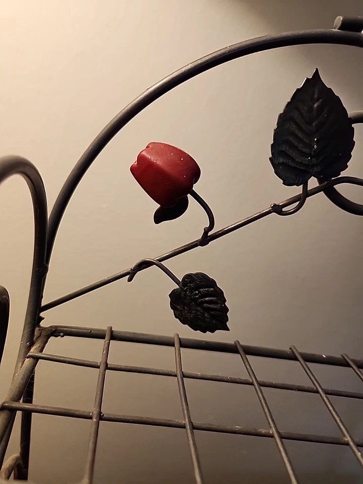 De colección Shabby Chic Rústico Hierro Forjado Metal Pared Cocina Plegable Estante Fruta Foto 4 de 4