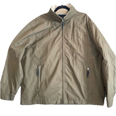 Weathercast Men's Full Zip Wind & Rain Jacket With Hood XL  Green/ Tan