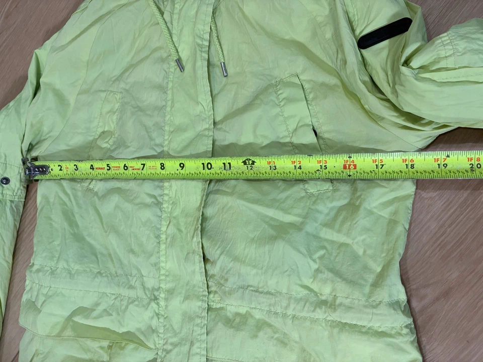 Chaqueta cortavientos Lucky Brand para mujer mediana amarilla neón cremallera completa con capucha Foto 3 de 4