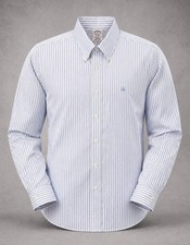 Brooks Brothers Mens XL Regent Dress Shirt Supima Cotton Blue Stripe Non Iron