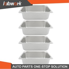 Labwork Commercial Half Size Steam Pans Set of 4, 4" Deep Anti-Jam Buffet Pans