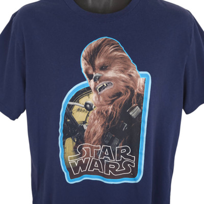 Star Wars T Shirt Mens Size Large Blue Chewbacca Chewy Retro Sci Fi Movie Tee