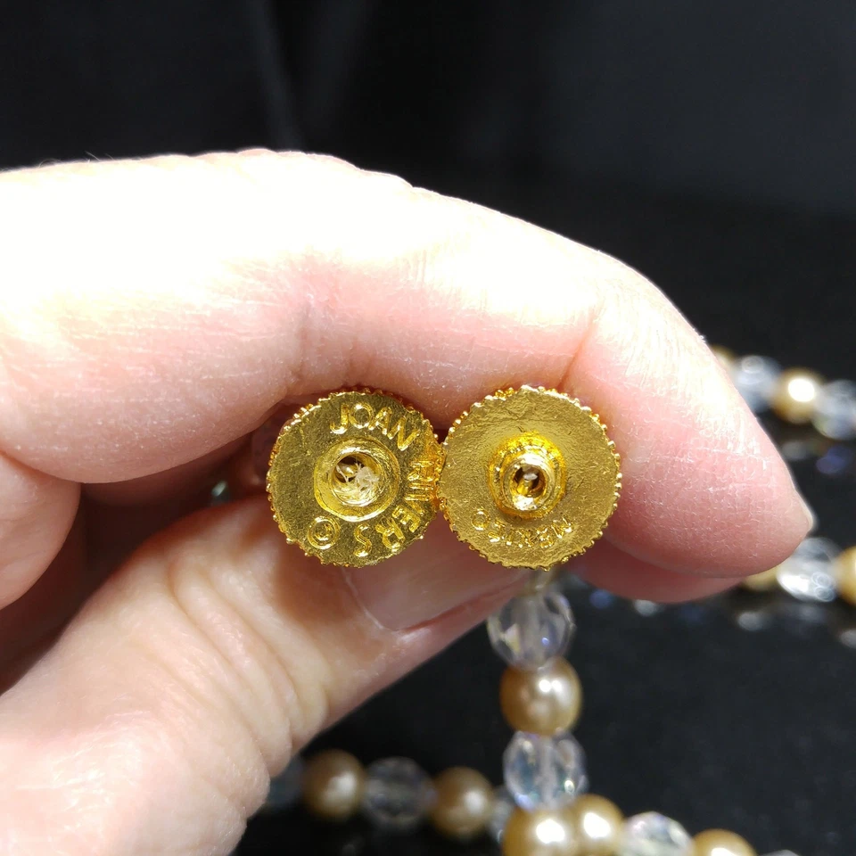 Joan Rivers Conjunto de Pulsera Collar de Cristal de Perlas Imitadas Cierre de Estrás Dorado Foto 4 de 4