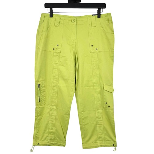 Y2K Style & Co. Cargo Capri Pants Sz 10P Lime Green Chartreuse Crop Utility NWT