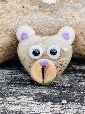 Lampwork Glass Heart Bear Focal Bead HANDMADE Lampwork Glass Bear bead