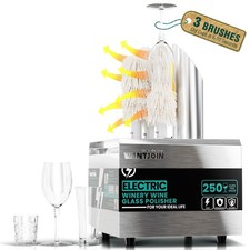 WantJoin Wine Glass Polisher Machine - 3 Brushes 250 Cups/Hour Commercial Ele...