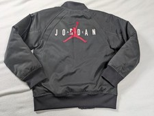Air Jordan Jacket Kids Small Black Bomber Insulated Jumpman Nike Spellout RD