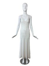 EMANUEL UNGARO Vintage 3D Floral Design White Long Maxi Dress Bride Wedding
