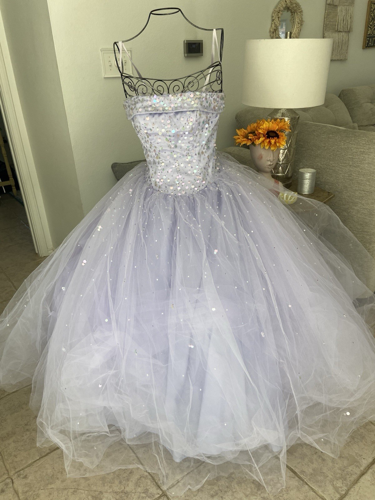Mori Lee By Madeline Gardner Lavender tulle Ball Prom Quinceañera Gown Sz 3/4