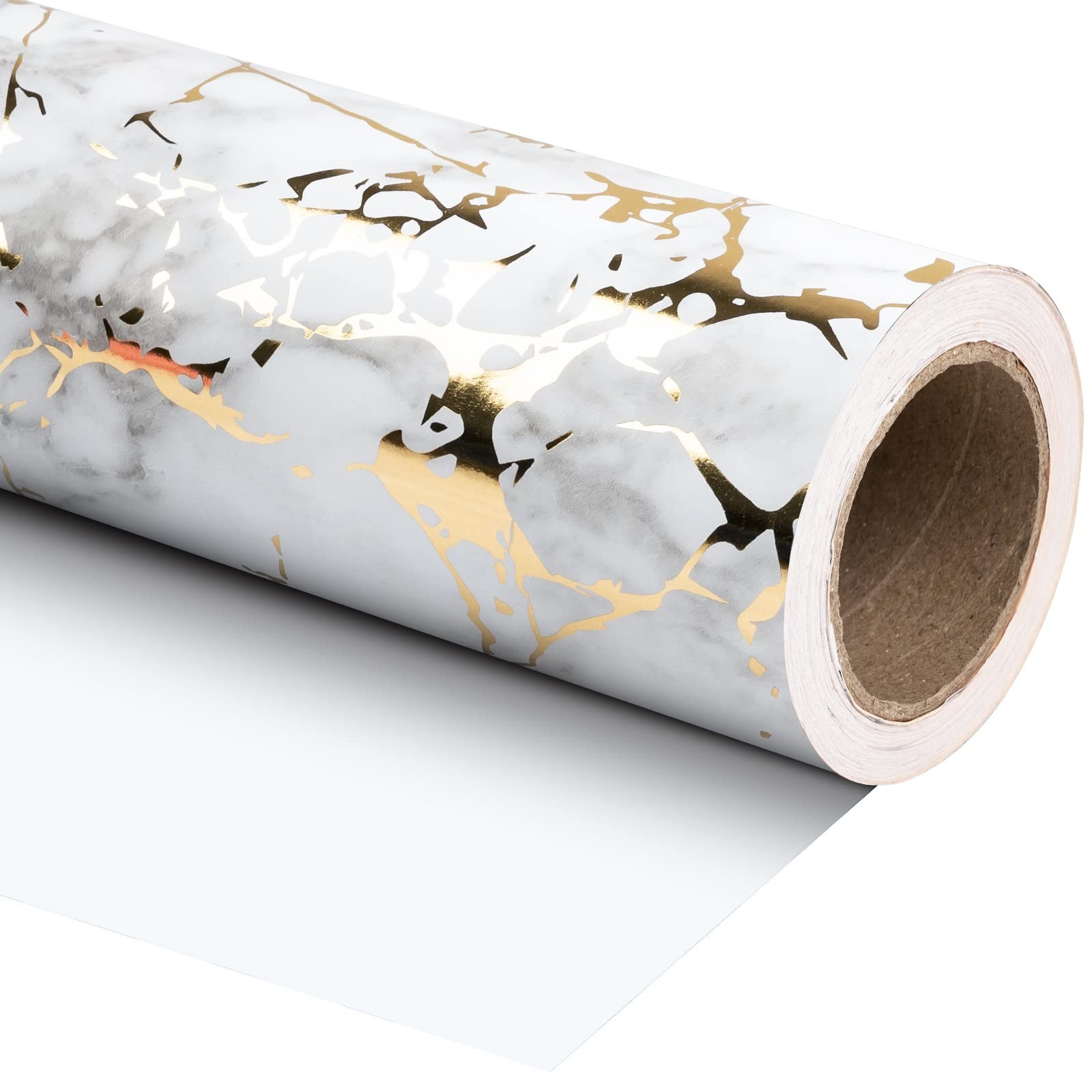 Roll - 24 Inch X 100 Feet Jumbo Roll White Marble With G...