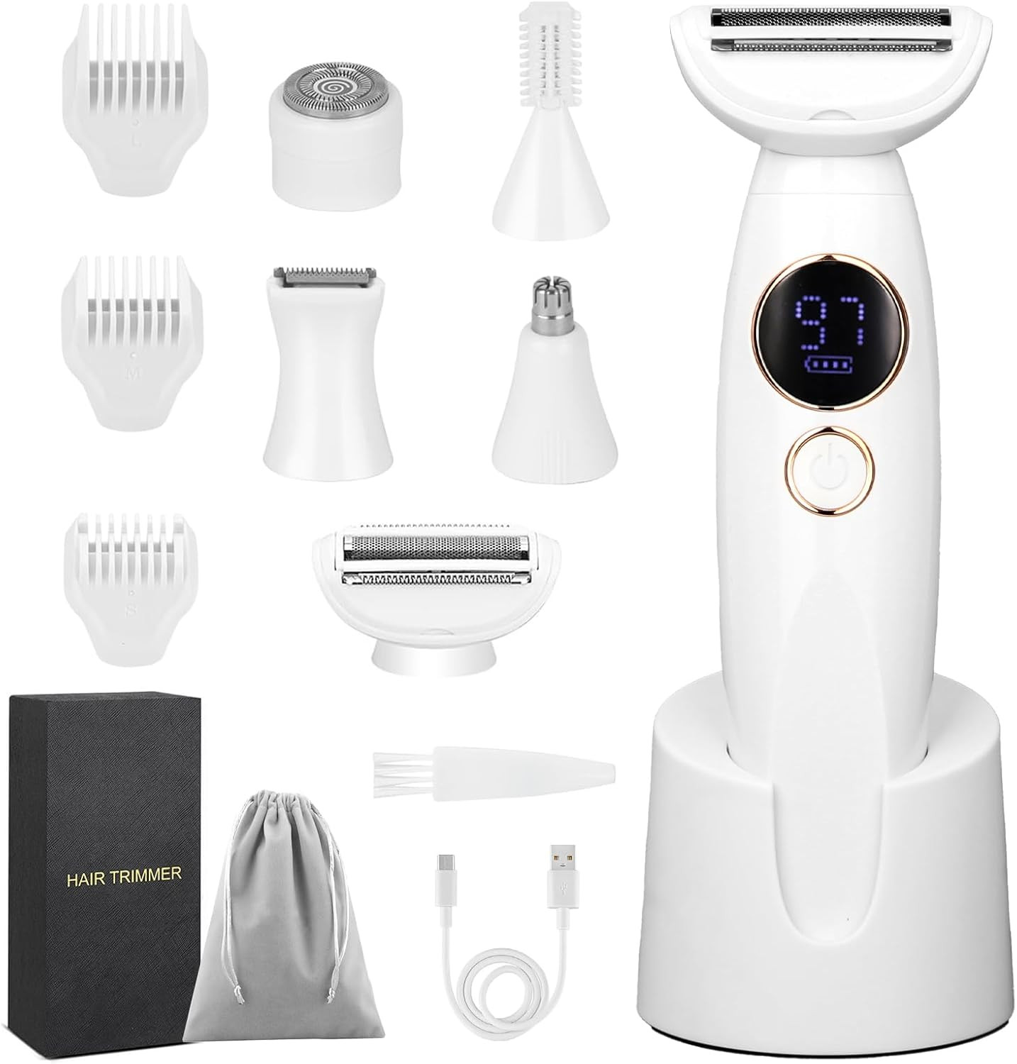 Rasoio Multifunzione Donna 5 in 1 con Stazione di Ricarica USB-C IPX7
