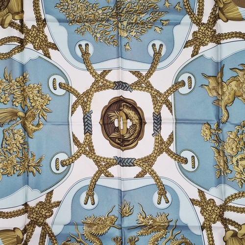 RARE VINTAGE HERMES Silk Scarf "Tsubas" Carre 90 Duty-free US - Picture 5 of 13