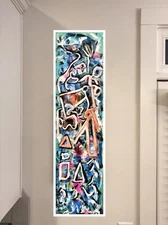 ORIGINAL ABSTRACT IMPRESSIONIST FINE ART 29x8 READY  TO HANG SIGNED PAINTING