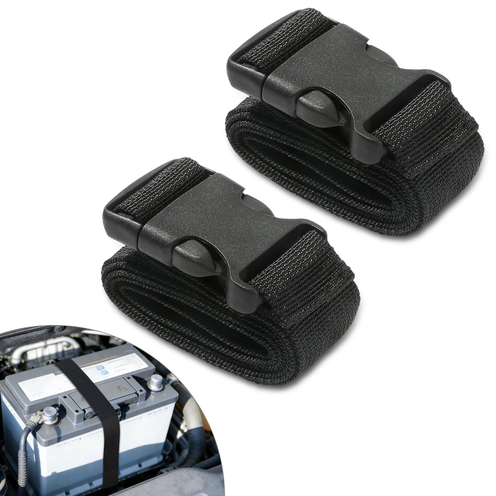 2PCS Battery Tie Down Strap, Adjustable Battery Box Strap with Quick Release