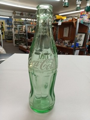 Vintage 6.5oz Green Tint Glass Coca-cola Bottle