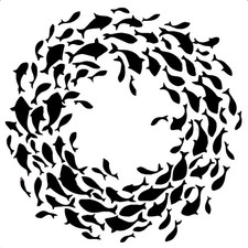 Really Great Stencils, Swirling Fish Stencil, 6x6", Sea Life, Swimming, School